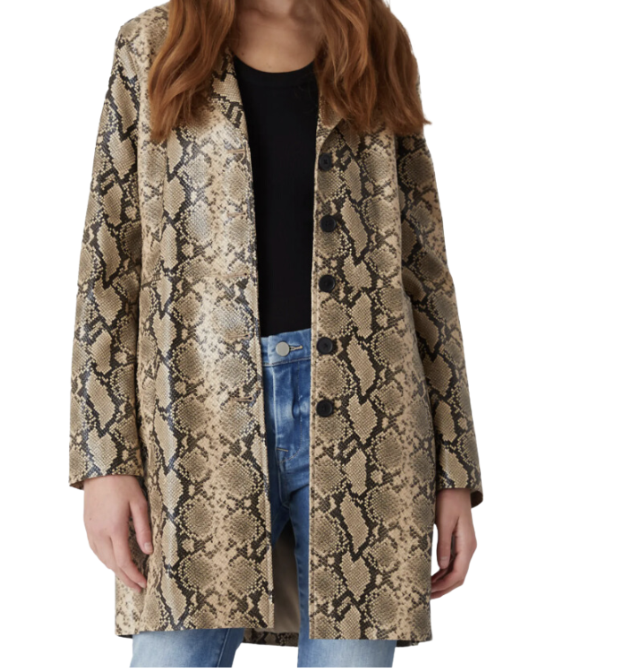 Snake Print Faux Leather Jacket